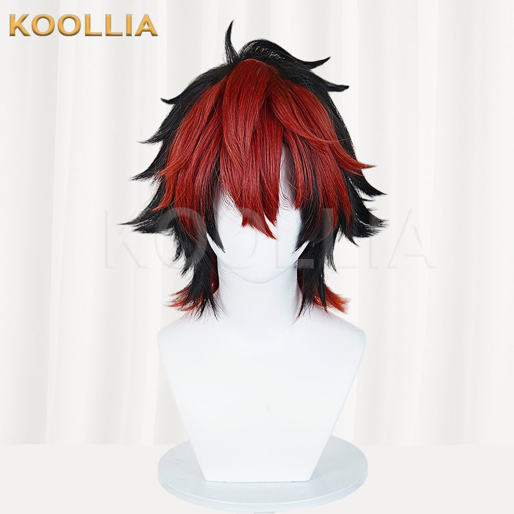 Zenless Zone Zero Komano Manato Short Black Red Hair Basic Wig
