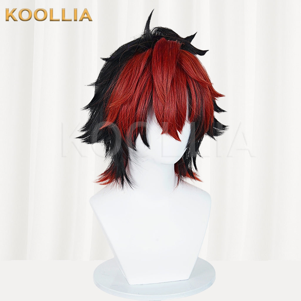 Zenless Zone Zero Komano Manato Short Black Red Hair Basic Wig