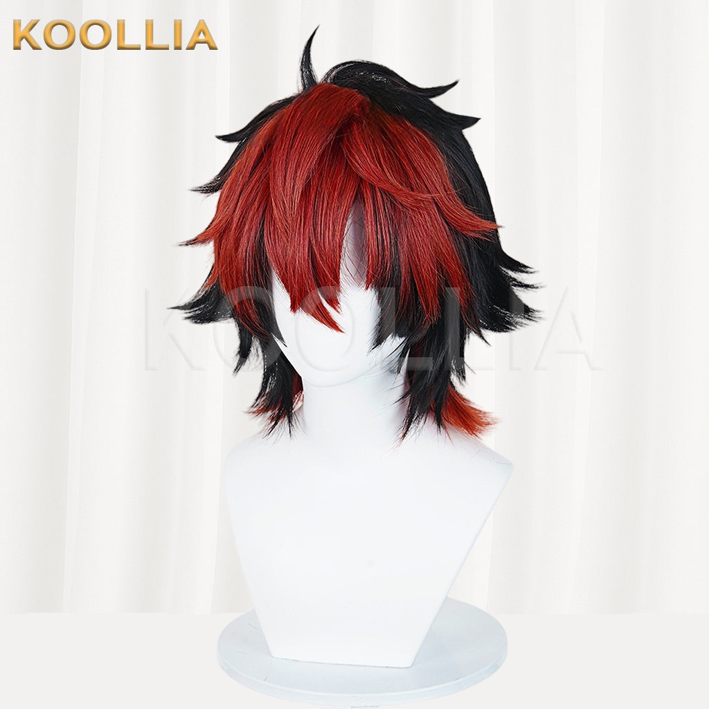Zenless Zone Zero Komano Manato Short Black Red Hair Basic Wig