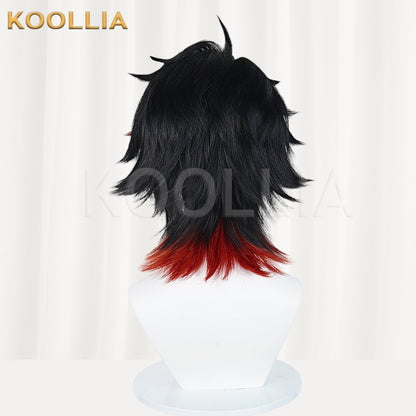Zenless Zone Zero Komano Manato Short Black Red Hair Basic Wig