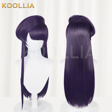 Komi Can't Communicate Komi Shouko Long Purple Hair Basic Wig Multi-angle Display by koollia