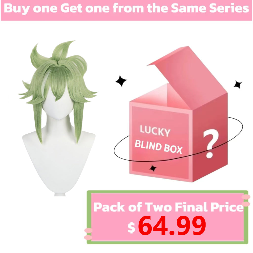 Genshn Impact Kuki Shinobu Short Green Hair Basic Wig