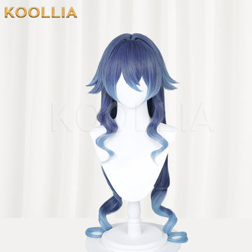 Genshin Impact Layla Long Blue Hair Basic Wig Multi-angle Display by koollia