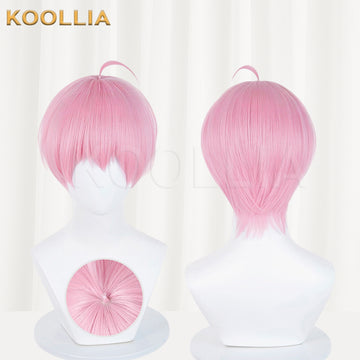 Multi-angle display of Link Click Li Tianchen short pink hair basic wig
