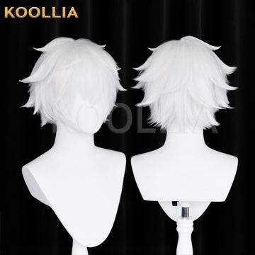 Multi-angle display of Link Click Lu Guang short white hair basic wig