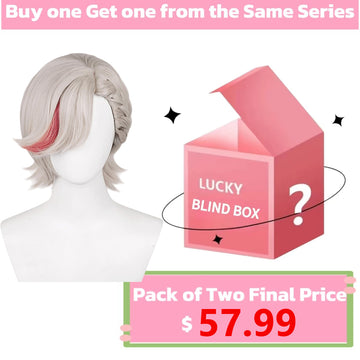 Multi-angle display of Genshin Impact Lyney short silver hair basic wig