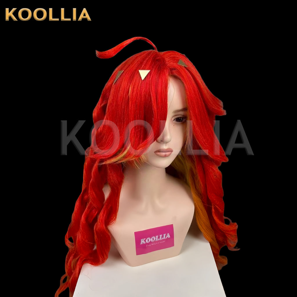 Genshin Impact Mavuika Long Red Hair Styled Basic Wig