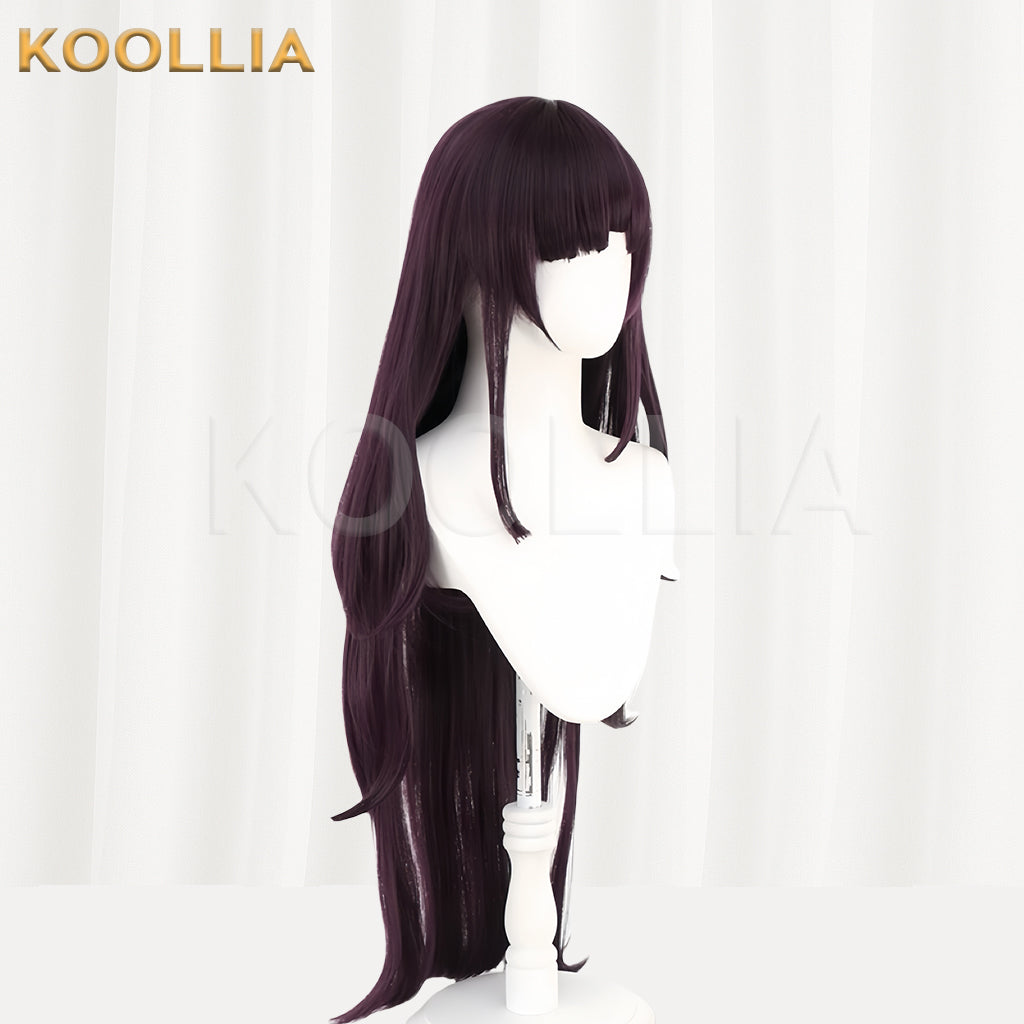 Danganronpa Mikan Tsumiki Lange dunkelviolette Haare Basic Perücke