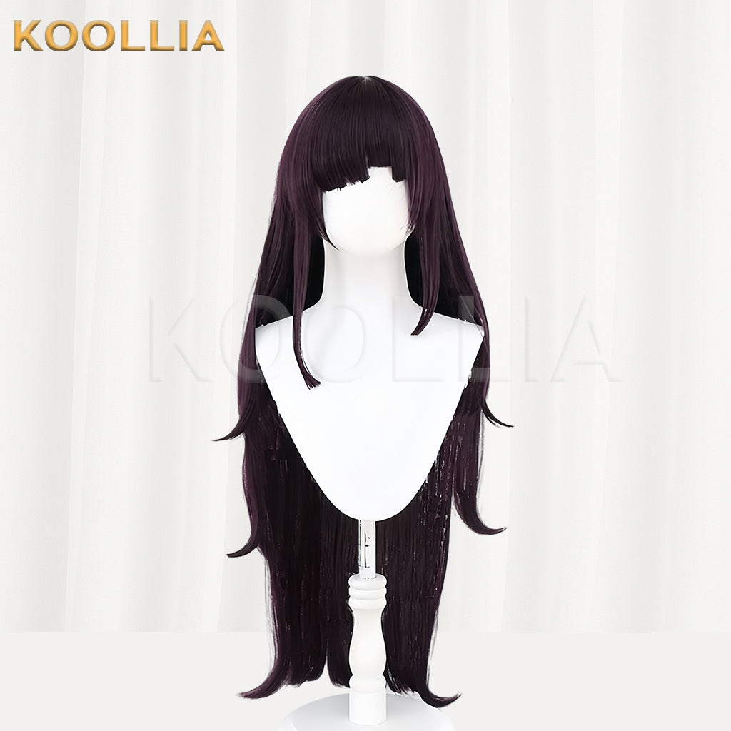 Danganronpa Mikan Tsumiki Lange dunkelviolette Haare Basic Perücke