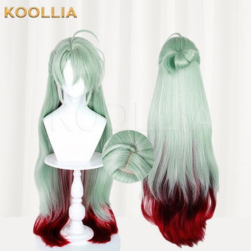 Arknights Mitm Long Green Red Hair Basic Wig Multi-angle Display by koollia