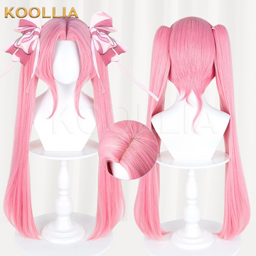 Multi-angle display of Alien Stage Mizi solid smoke pink detachable twin tails basic wig