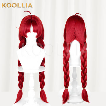 Arknights Myrtle Long Red Hair Basic Wig Multi-angle Display by koollia
