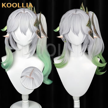 Genshin Impact Nahida Long White Green Hair Basic Wig - KOOLLIA
