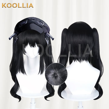 Magical Girl Witch Trials Nayoka Kurobe Long Black Hair Basic Wig Multi-angle Display by koollia