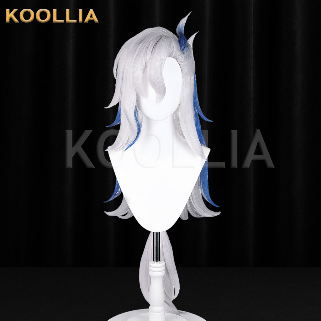 Genshin Impact Neuvillette Long White Blue Hair Basic Wig