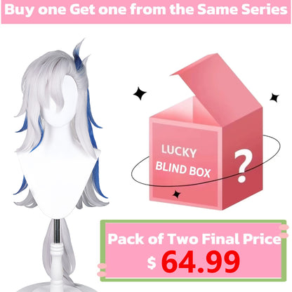 Genshin Impact Neuvillette Long White Blue Hair Basic Wig