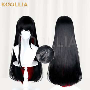 Magical Girl Witch Trials Nikaidō Hiro Long Black Red Hair Basic Wig Multi-angle Display by koollia