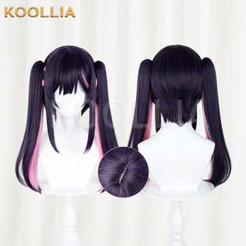 Multi-angle display of Chrono Kaguya Noyi Junzawa long purple pink hair basic wig