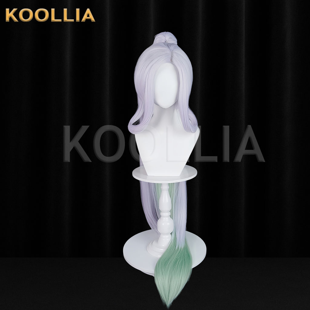 Honor of Kings Nuwa Long Sliver Green Hair Basic Wig