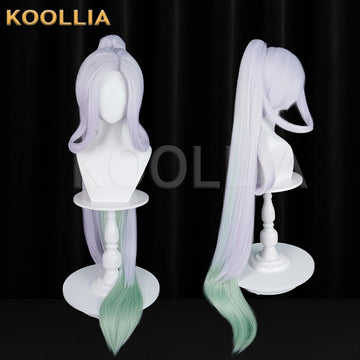 Nuwa from Honor of Kings Long Sliver Green Hair Basic Wig Multi-angle Display by koollia