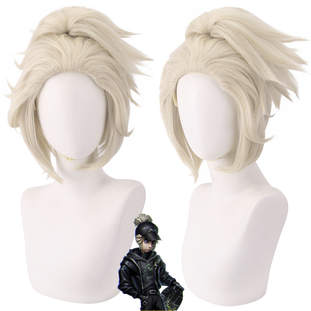 Identity V B.Duck Style Short White Hair Basic Wig