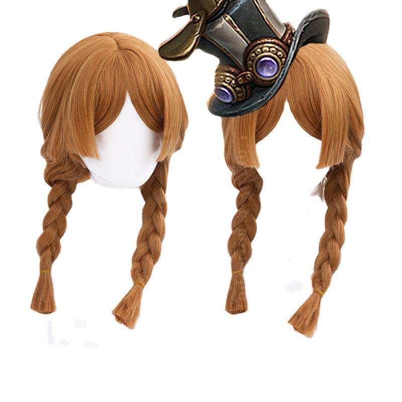 IdentityV Toy Merchant Anne, langes braunes Haar, einfache Perücke