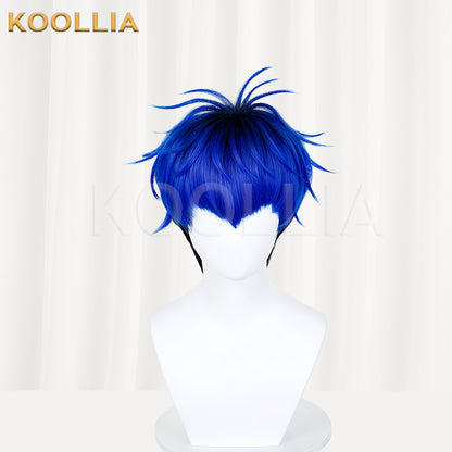 The Hundred Line-Last Defense Academy Omokage Yugamu Short Blue Black Hair Basic Wig