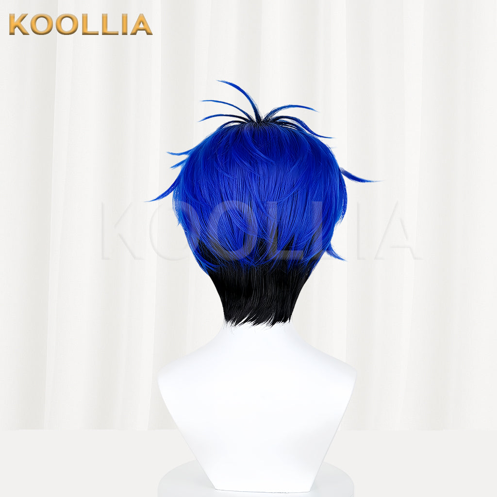 The Hundred Line-Last Defense Academy Omokage Yugamu Short Blue Black Hair Basic Wig