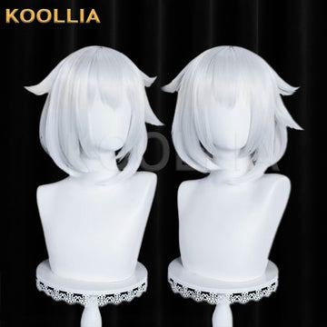 Genshin Impact Paimon Short Silver White Hair Basic Wig - KOOLLIA