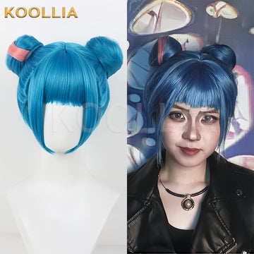 League of Legends & Arcane Powder Short Blue Pink Hair Basic Wig - KOOLLIA
