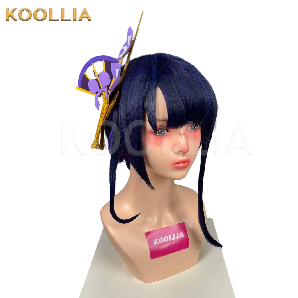 Genshin Impact Raiden Shogun Long Purple Hair Styled Basic Wig