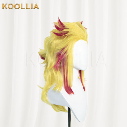 Demon Slayer Rengoku Kyoujurou Lange [Gelb, Rot] Haare Basic Perücke