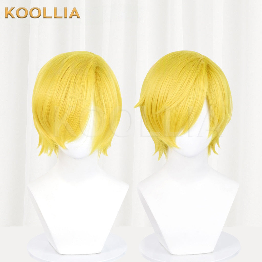 One Piece Sanji Kurze gelbe Haare Basic Perücke
