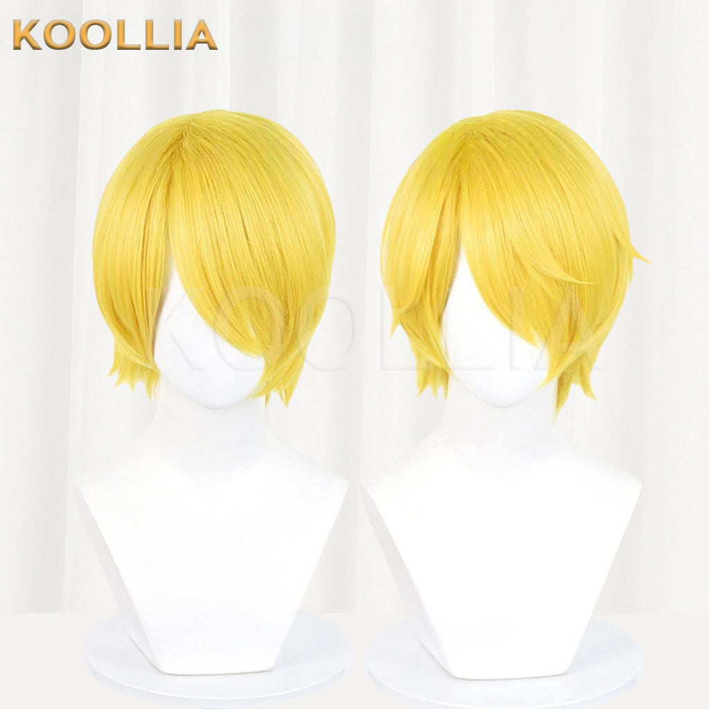 One Piece Sanji Kurze gelbe Haare Basic Perücke