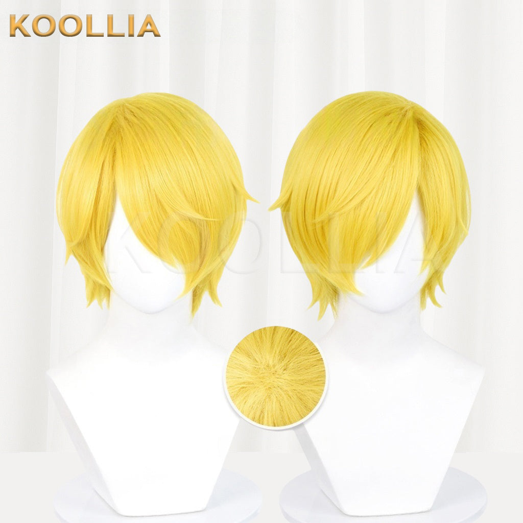 One Piece Sanji Kurze gelbe Haare Basic Perücke