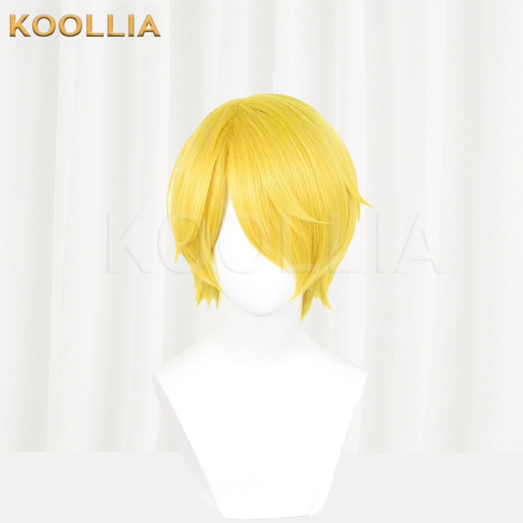 One Piece Sanji Kurze gelbe Haare Basic Perücke