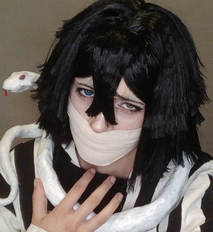 Demon Slayer Iguro Obanai Peruca curta preta básica