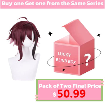 Genshin Impact Shikanoin Heizou Long Dark Red Hair Basic Wig - KOOLLIA