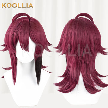 Genshin Impact Shikanoin Heizou Long Dark Red Hair Basic Wig - KOOLLIA