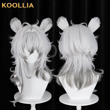Multi-angle display of Arknights Silverash The Reignfrost long mix hair basic wig