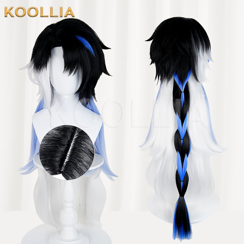 Honor of Kings Sima Yi Long Black Blue White Hair Basic Wig