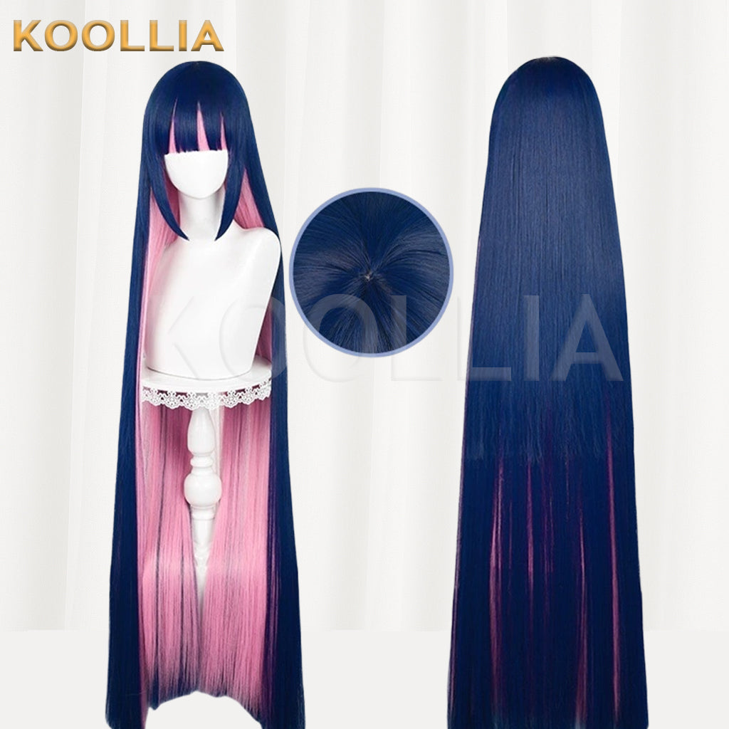 Panty &amp; Stocking mit Strapsgürtel Anarchy Stocking Langes rosa und dunkelviolettes Haar Basic Perücke