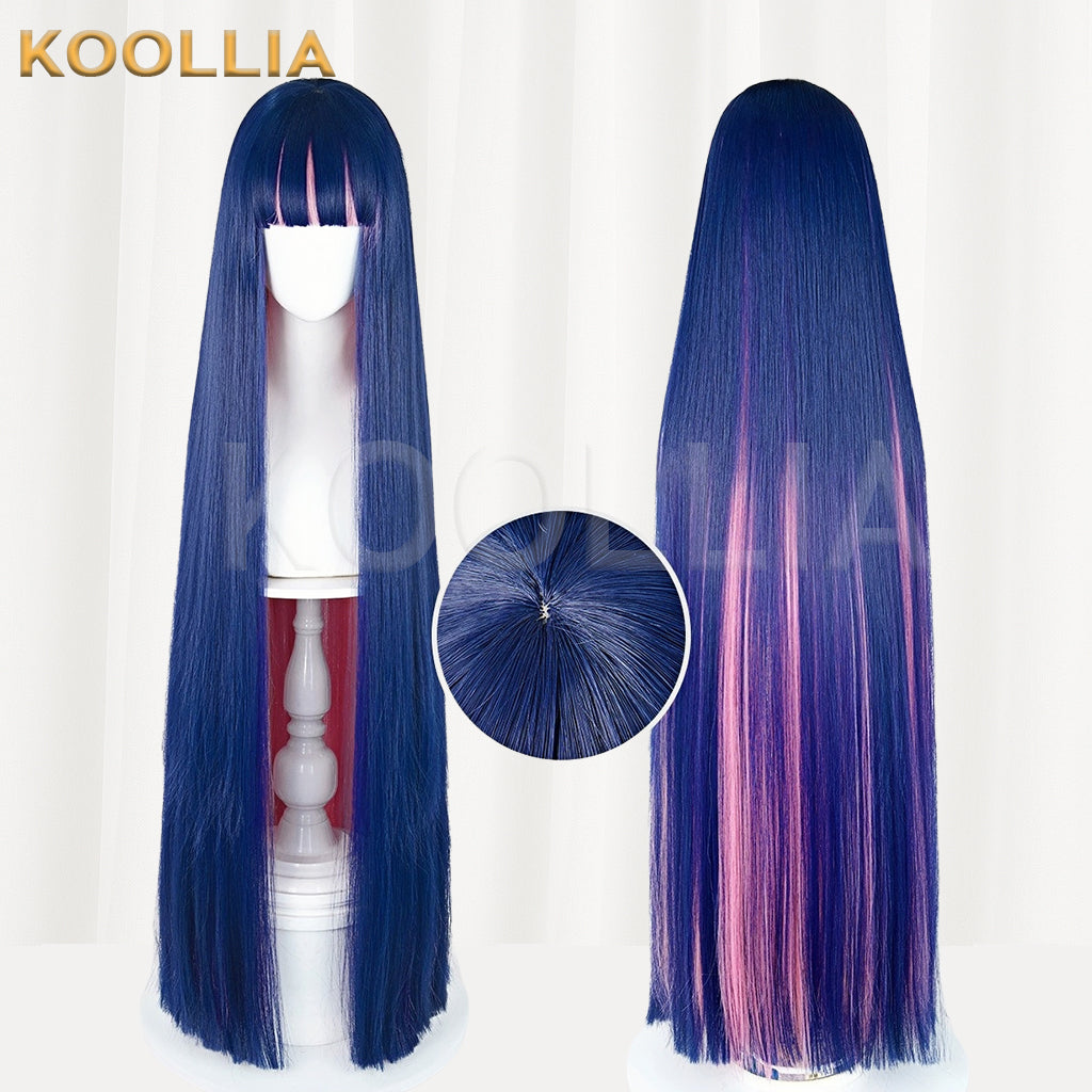 Panty & Stocking with Garterbelt Anarchy Stocking Long Pink and Dark Purple Hair Basic Wig