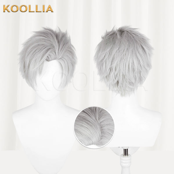 Love and Deepspace Sylus Kurzes silbergraues Haar Basic Perücke