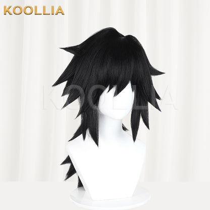 Dämonentöter Tomioka Giyuu Kurze schwarze Haare Basic Perücke