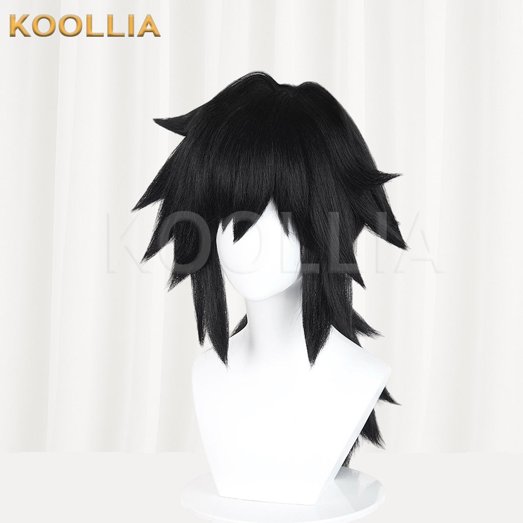 Dämonentöter Tomioka Giyuu Kurze schwarze Haare Basic Perücke