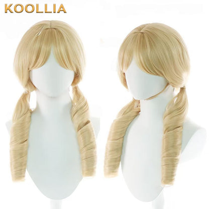Puella Magi Madoka Magica Tomoe Mami Lange gelbe Haare Basic Perücke