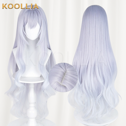 Genshin Impact Tsaritsa Silver White Ice Blue Gradient Long Basic Wig