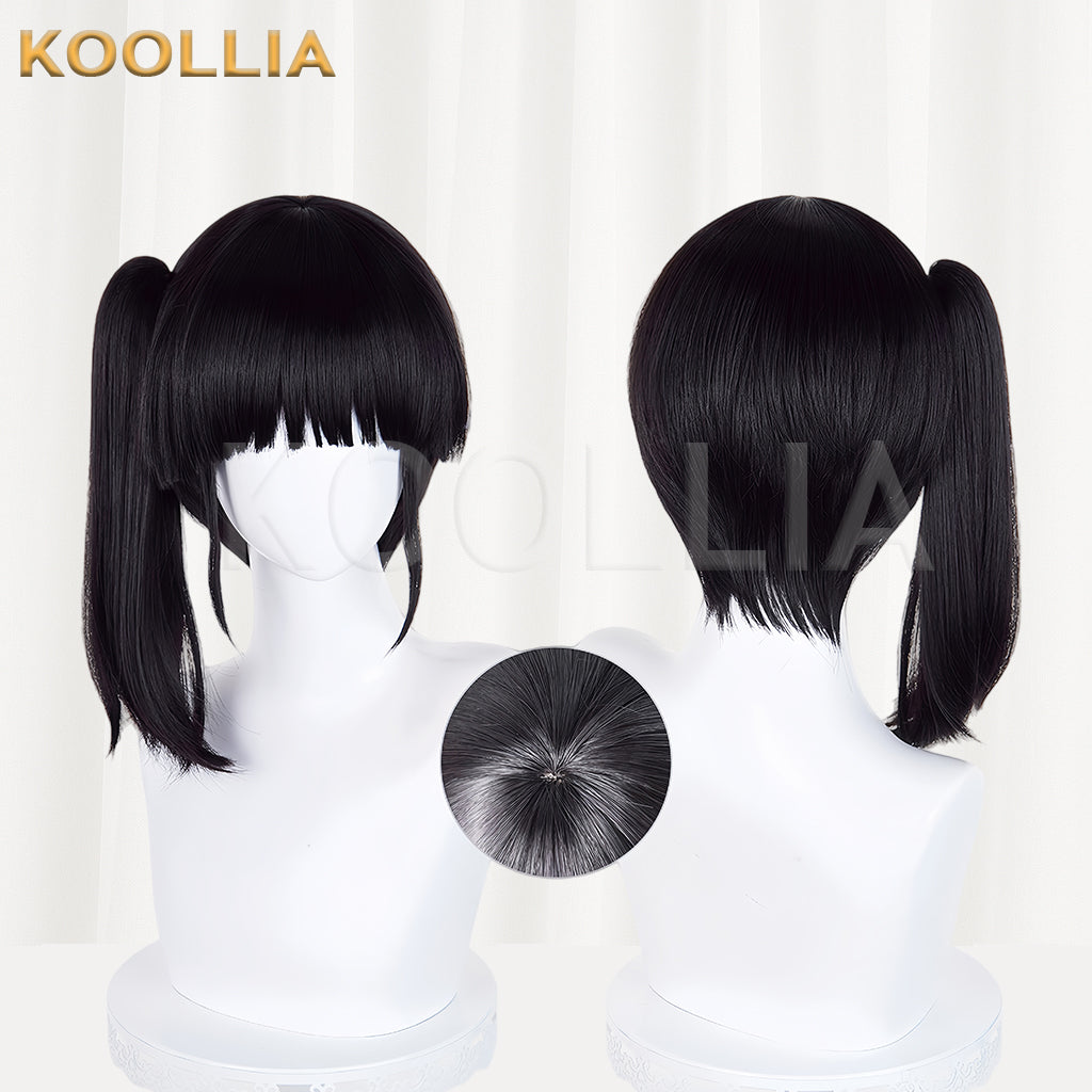 Peruca básica de cabelo preto curto Tsuyuri Kanawo Demon Slayer