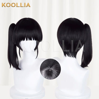 Peruca básica de cabelo preto curto Tsuyuri Kanawo Demon Slayer
